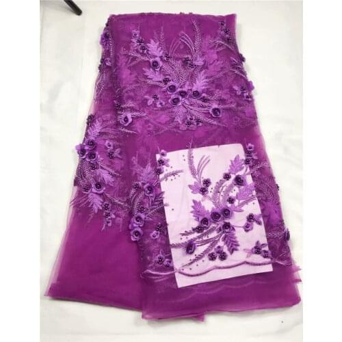 3d flower Embroidered Net Fabric with neads top Quality YG-532 African Tulle Lace Fabric for dress decoration