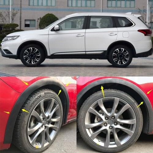 4pcs Universal Car Truck Carbon Fiber Rubber Wheel Eyebrow Protector Lip Sticker Trim Fender Flare Anti-scratch for Mitsubishi