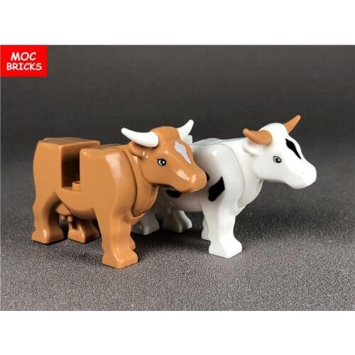 5pcs/lot MOC Bricks NEW Animal Milk Cow Cattle Farm Educational DIY Building Blocks Figure Toys for children Dolls Xmas Gifts