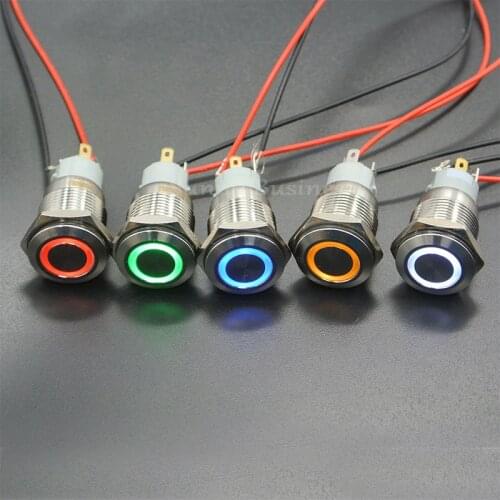 50pcs 16mm Latching Angel Eye stainless steel Metal LED illuminated 6V 12V 24V 110V 220V Push Button Switch for Car Dash