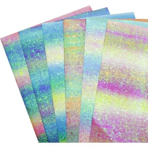 David accessories 20*33cm Glitter Rainbow Faux Synthetic Leather Fabric for Bows Bags Wallte DIY in Craft,1Yc11695