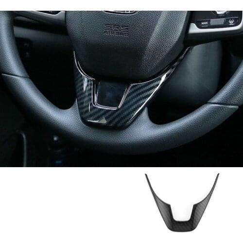 Lsrtw2017 carbon fiber abs car steering wheel functional button panel trim for honda crv 2017 2018 2019 2020 2021 cr-v 5 sticker