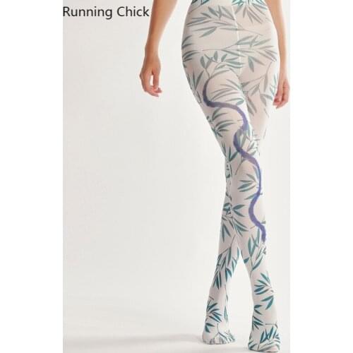 Bamboo-leaf Snake Element Digital Printing Pantyhose, Tattoo-stockings, Women Tight, Wholesales, Drop Shipping