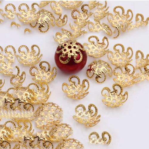 200Pcs 10mm Five Petals Flower Filigree Beads Caps for Jewelry Making Bracelet Necklace Diy End Spacer Beads Accessories