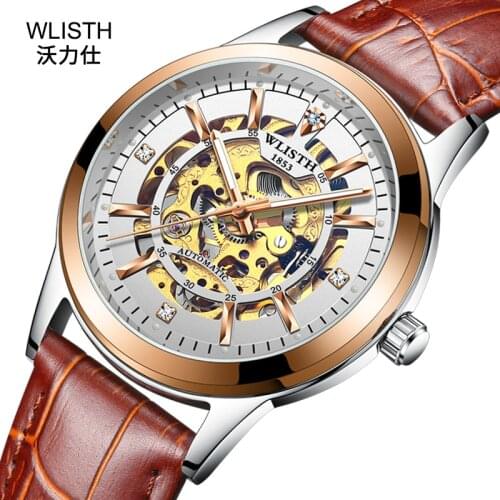 2019 Wlisth Top Brand Mens Business Luxury Clock Hollow-out Automatic Mechanical Watch Nightlight Waterproof Leisure Watches