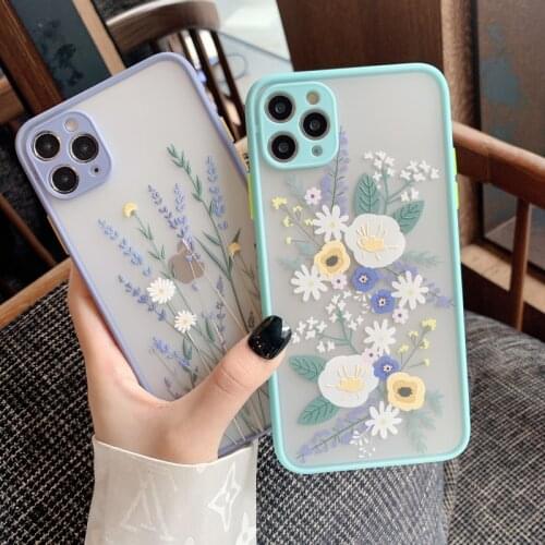 Flower Daisy Lavender Phone Case For iPhone 11 12 Pro XS MAX Mini X XR 7 8 Plus SE 2 Transparent Matte Shockproof Silicone Cover