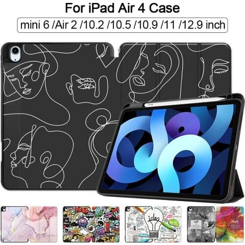MTT 2020 Case For iPad Air 4th Generation 10.9 inch Soft TPU+PU Leather Flip Stand funda Marble Tablet Case With Pencil Holder