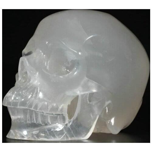 Ddh001067 Quartz Rock Milky Carved Skull, Realistic, Crystal Healing