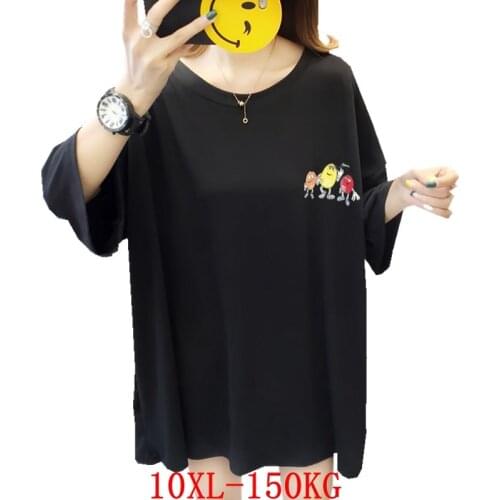 Large size womens T-shirt love large size 7XL 8XL 9XL10XL summer round neck short sleeve casual loose large size black T-shirt