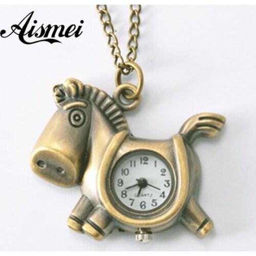 2018 New Arrive Small Size Bear Key Heart-shaped OWL Horse Pocket Watch Necklace For Gift pocket watch steampunk quartz watch