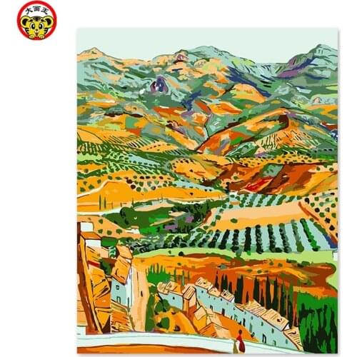 Painting by numbers art paint by number DIY decoration living room bedroom sofa background Van Gogh Fields in the distance