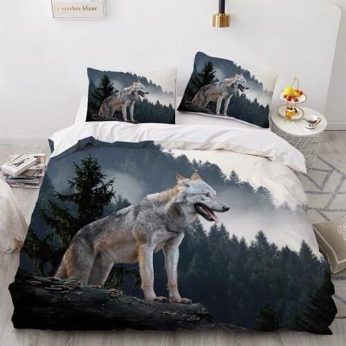 3D Design Wolf Pattern Bedding Set Comforter Shams Duvet Quilt Cover Pillow Shams Sets Single Double King Size Home Textile
