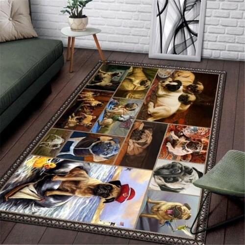 Pug Area Rug 3D Printed Rug Floor Mat Rug Non-slip Mat Dining Room Living Room Soft Bedroom Carpet