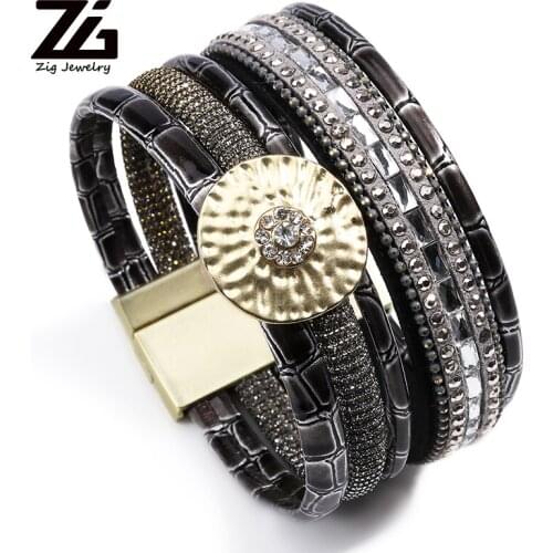 Boho Leather Bracelets Bangles with Magnetic Buckle Wrap Jewelry tree of life Pulsera for Women brazaletes pulseras mujer