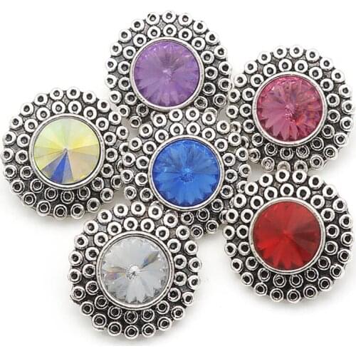 Fashion beauty Round Rhinestone Dots pattern 18MM metal snap buttons fit DIY 18mm snap jewelry wholesale KZ3273
