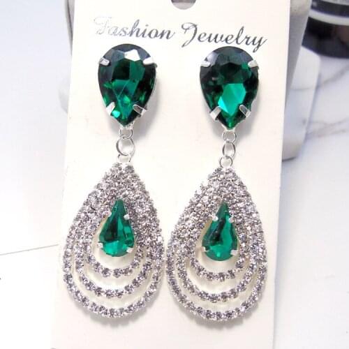 Fashion Big Drop Shape Gem Crystal Pendant Earrings Summer Leisure Party Jewelry Accessories Wedding Earrings Anniversary Gift