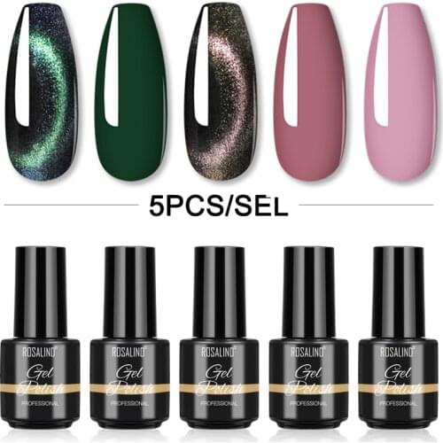 Rosalind Gel Nail Polish Set 2/3/5PCS Hybrid Varnishes Kit for Manicure Lamp Need Cured Base Top UV Gel Polish Set 7ML