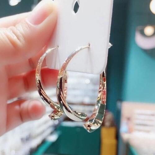 Simple Curved Earrings for Women Girls Wire Dangle Hoop Curved Studs Irregular Threader Circle Statement Hoops HSJ88