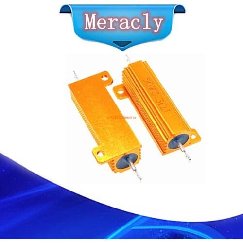 RX24 50W 100W Aluminum Power Metal Shell Case Wirewound Resistor 0.01 ~ 100K 0.05 0.1 0.5 1 2 4 6 8 10 20 100 150 200 300 50 ohm