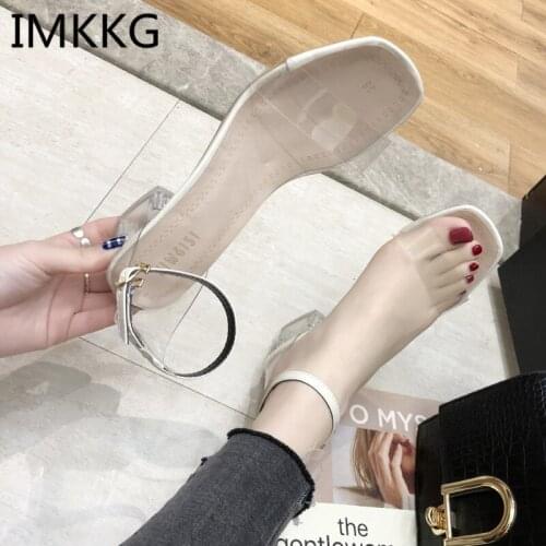 PVC Transparent Heels Womens Summer Shoes Sexy Transparent Gladiator Sandals Fashion Clear Heels For Women Shoes Jelly A00050