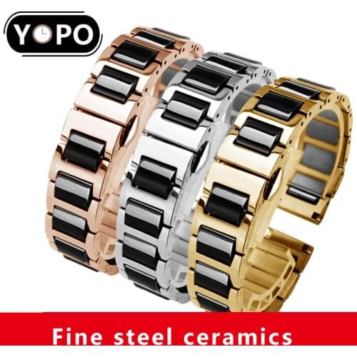 Luxury stainless steel and ceramic watchband 16mm 18mm replacement ceramic strap for Huawei B3 B5 smart watch belt