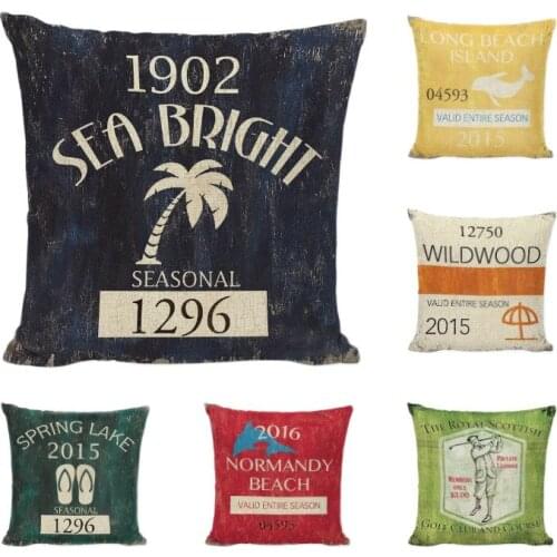 Modern Handmade Vintage Shabby Chic Wood Cushion Cover Coastal Poster Pillow Case Beach Haven Linen Decorative Summer Kussenhoes