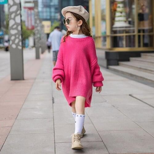 Girls Sweater Kids Babys Coat Outwear 2021 Loose Thicken Warm Winter Autumn Knitting Tops Pure Cotton School Childrens Clothin