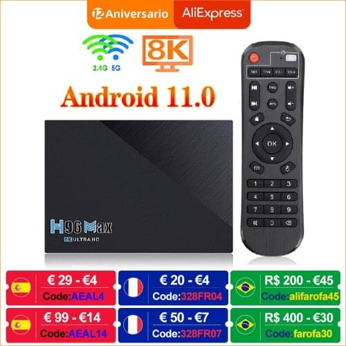 H96 MAX 3566 TV Box Android 11 8G 64G Rockchip RK3356 Support 2.4G 5G Wifi 8K 24fps 4K Google Youtube H96Max Media Player 4G 32G