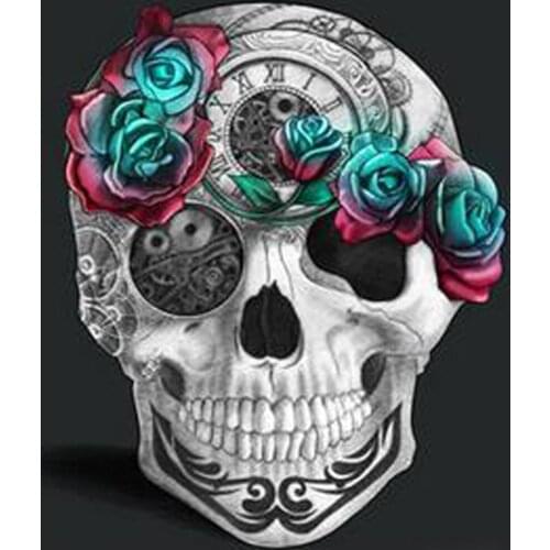 YIKEE Diamond Painting Skull Flower Full Square Cross Stitch DIY Diamond Painting Diamond Mosaic Rhinestones Home Decor h543