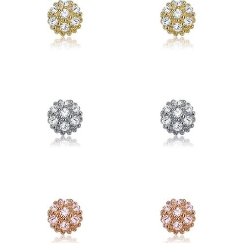 ZEMIOR 100% 925 Sterling Silver Round Zircon Stud Earrings Women Red Heart And Ball Pearl Earrings Set Anniversary Jewelry