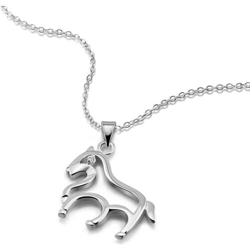 2021 New Womens Neck Chain Animal Sign Necklace 925 Silver Horse Chocker Jewelry On The Neck Horse Pendant Necklace
