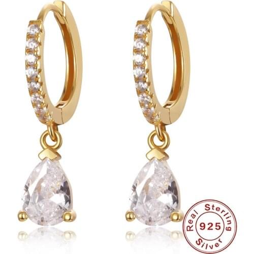 S925 Sterling SIlver Earrings Waterdrop Lab Diamond Gold Hoop Earrings For Women Cute Butterfly Horse Animal Circle Earrings