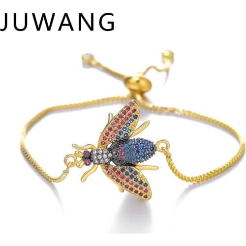 Boho Colorful beetle Bee Chain Animal Bracelet Crystal Vintage Bracelet Adjustable Animal Femme statement jewelry pulseras mujer