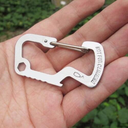 Aluminum Alloy Survival Multi Tool Carabiner Key Chain Travel Bottle Opener Cap Lifter Outdoor Camping Climbing Snap Clip 1pc