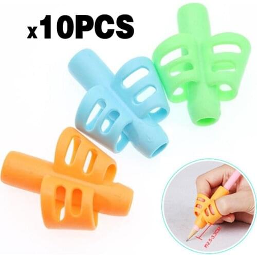 10pcs ldren Writing Pencil Pan Holder Kids Learning Practise Silicone Pen Aid Grip Posture Correction Device for Students
