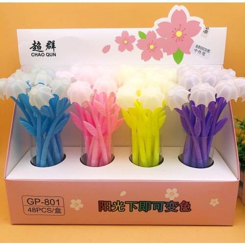 48pcs sun color changing umbrella gel pen flower pen high-grade decompression color changing pen