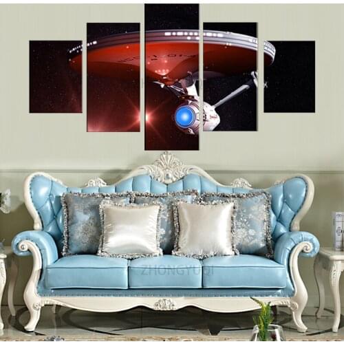 5pcs Star Trek Movie Poster Canvas HD Print Wall Art Painting Spaceship Poster For Living Room Boy Bedroom Wall Decor