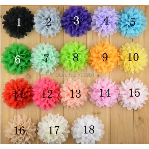 3.5" Girls Chiffon Flower in handmade 18 colors multi layers lace flowers wholesale price 50Pcs free shipping