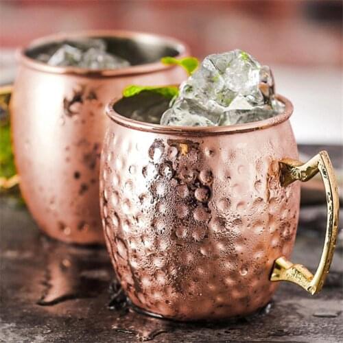 530ml Stainless Steel Hammered Copper Moscow Mule Mug Water Coffee Milk Tea Beer Cup Plated Canecas Drinkware Home Bar Supplies