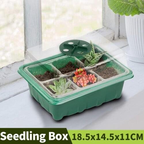 6/12 Holes Seeding Box Adjustable Breathable Cover Seedling Trays Germination Box Garden Yard Nursery Pots With Dome And Base