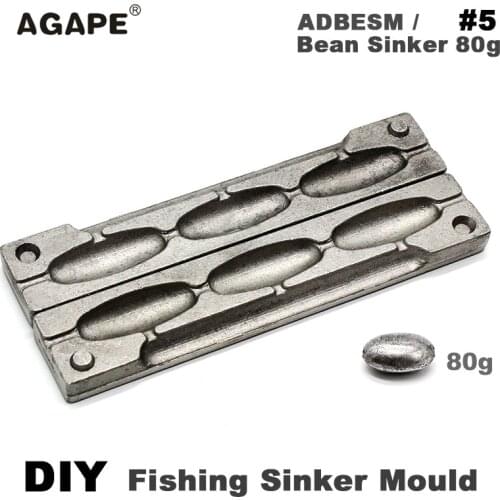 Agape DIY Fishing Bean Sinker Mould ADBESM/#5 Bean Sinker 80g 3 Cavities