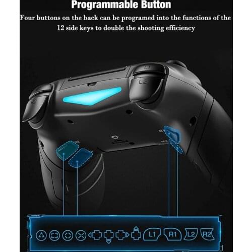 T3LB Wireless Game Controller Gamepad Joystick with 4xProgrammable Back Buttons Compatible with PS4 Elite/Slim/Pro Console PC