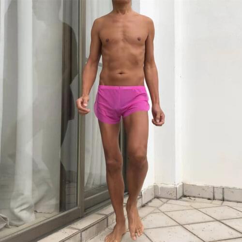 Men s boxer white gauze underwear boxers shorts sexy inner pants arrow transparent gauze underwear household