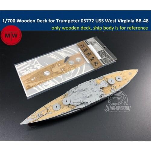 1/700 Scale Wooden Deck for Trumpeter 05772 USS West Virginia BB-48 1945 Battleship Model Kit TMW00046