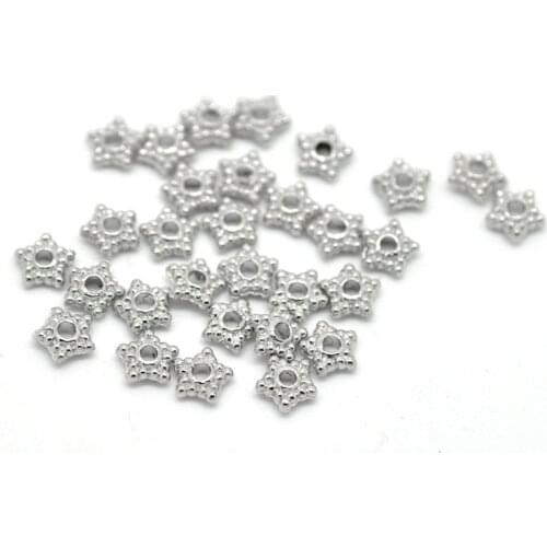 DoreenBeads Zinc metal alloy Spacer Beads Star silver color color About 6mm(2/8")x 6mm(2/8"),Hole:Approx 1.5mm,60 PCs
