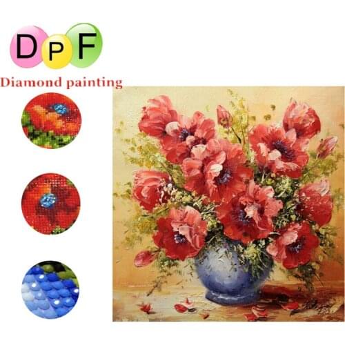 DPF New 5D Round full Diamond painting Cross Stitch floral vase Resin diamond Mosaic Diamond Embroidery home decor ctafts