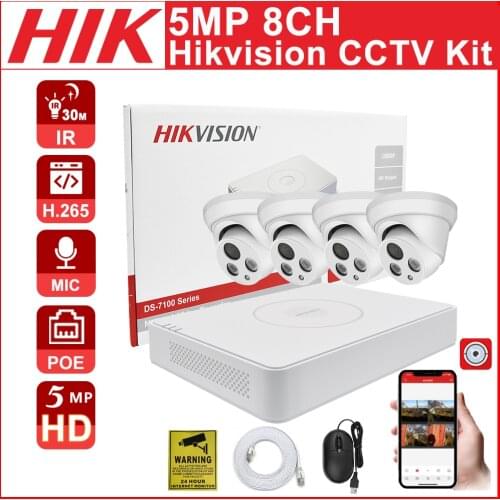 CCTV kit Hikvision 8CH 8+4 kit 5MP POE NVR Kit CCTV Security System Audio Motion Detect IP Camera Video Surveillance Camera