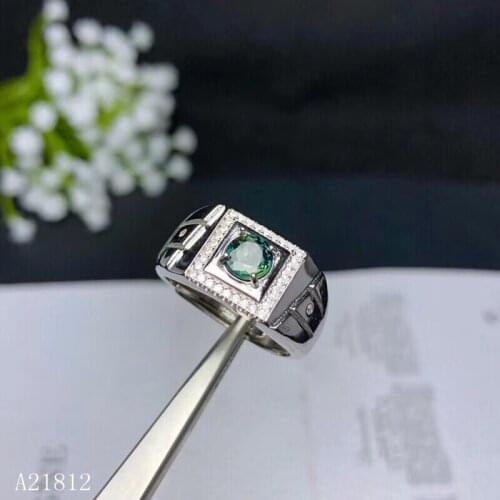 KJJEAXCMY boutique jewelryar 925 Silver-inlaid Natural Sapphire Mens Ring Support Detection