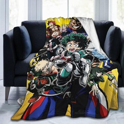 My Hero Academia Collage Anime Kirishima Throw Blanket Fuzzy Warm Throws for Winter Bedding 3D Printing Soft Micro Fleece