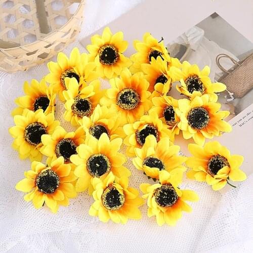 Beautiful Simulation sunflower Silk Flower Head Artificial Daisy For DIY Wedding Decoration Home Wreath Scrapbooking Accessories